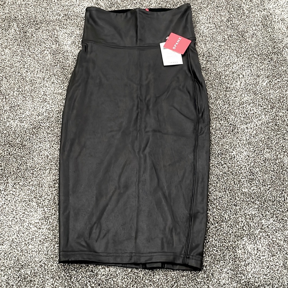 Faux Leather Midi Skirt by Spanx